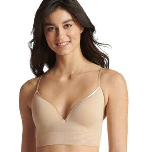 Jockey Natural Beauty Seamfree Beige Wire-Free Molded Cup Bralette Bra Size L